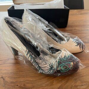 Peacock feather heels, T.U.K. Shoes, vegan (never worn or unpackaged)